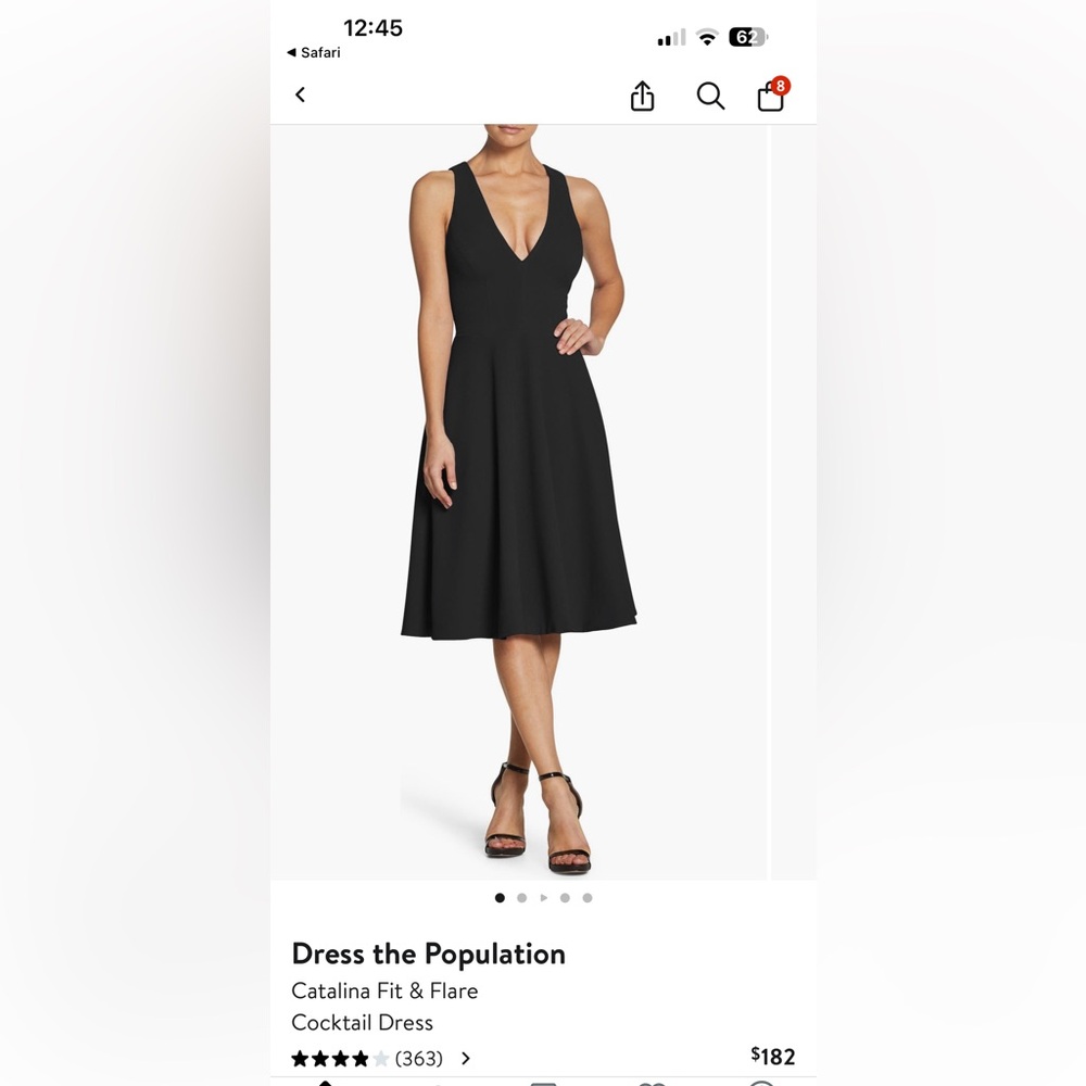 Dress the Population Catalina Fit & Flare Black Cocktail Holiday Dress in Small